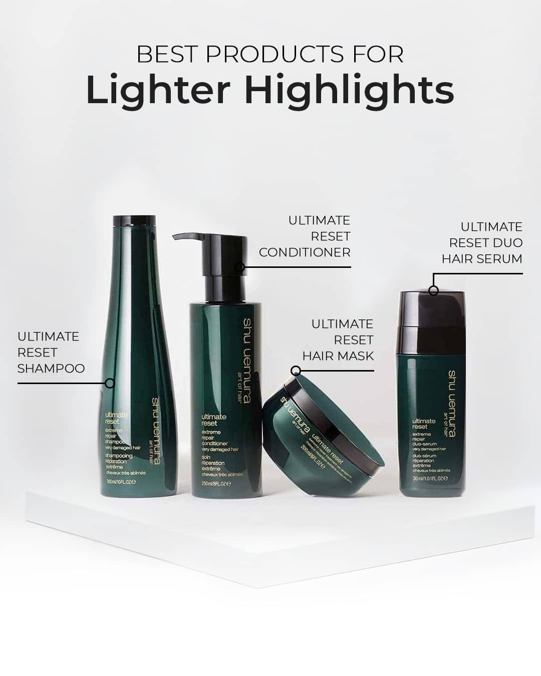 Shu Uemura's Utimate Reset products for lighter highlights hair