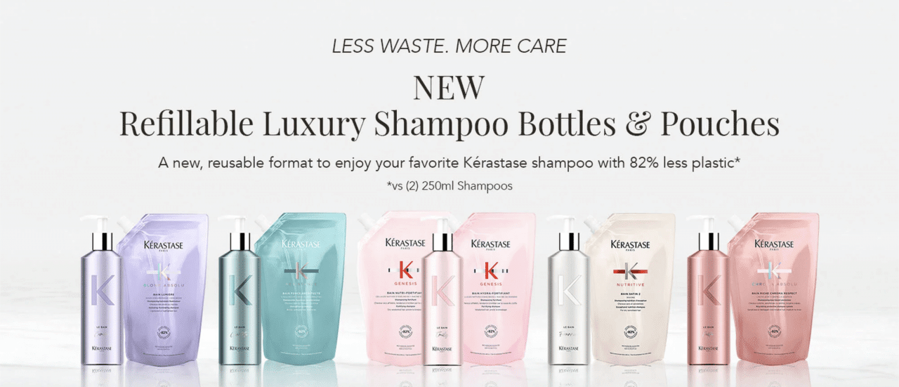 Kérastase Refillable Luxury Shampoo Bottles & Pouches Salon Ziba
